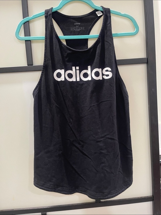 adidas Tops - adidas Black Tank with White Logo Front